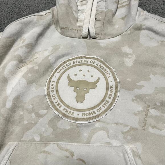 Project Rock Under Armour Hoodie Womens Medium White Camo Veterans Day Fleece - Picture 2 of 8